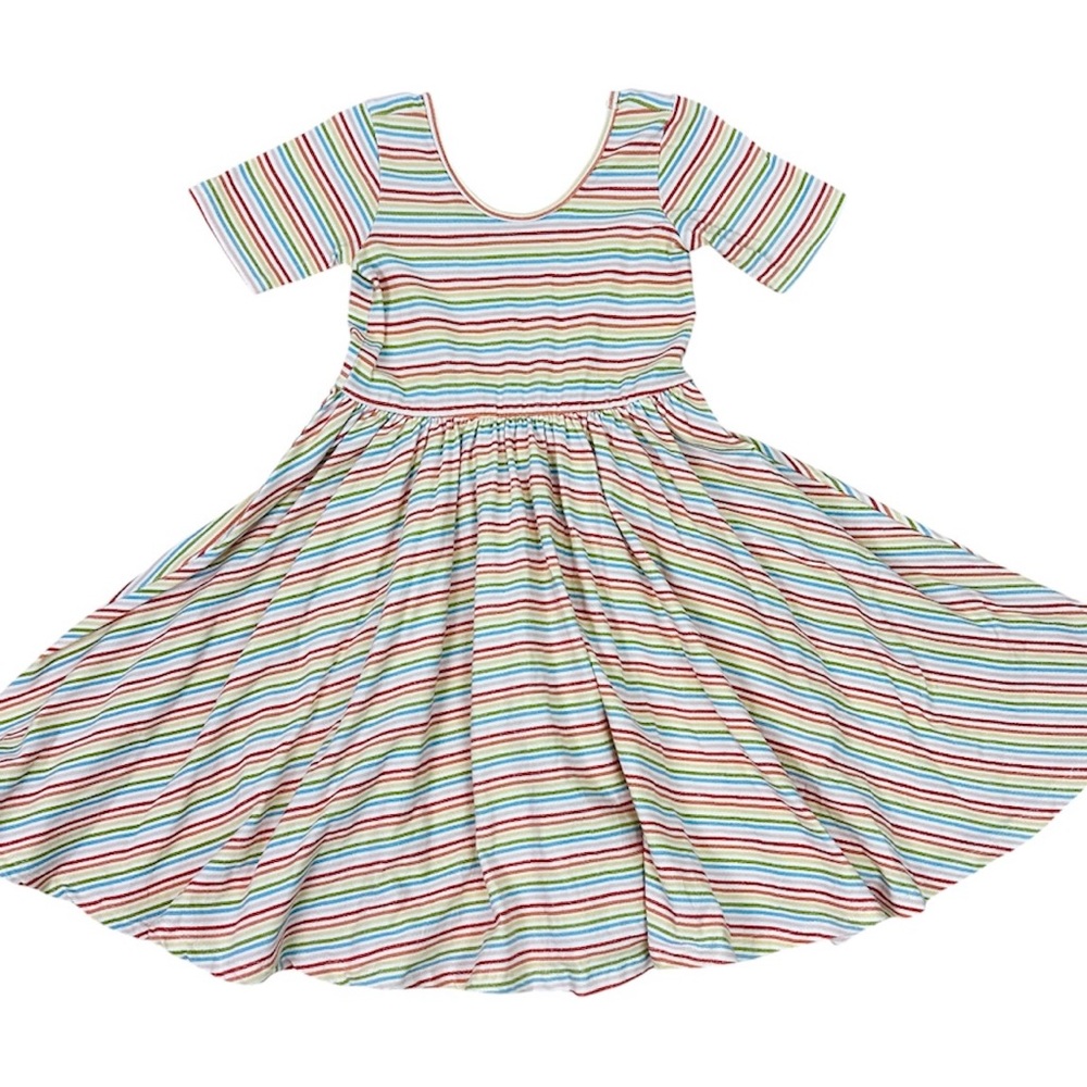 Alice + Ames Rainbow Stripe Colorful Kids Dress twirl dress